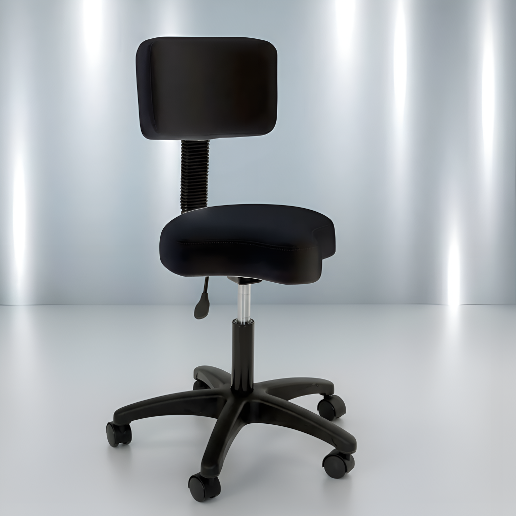 Black Deluxe Ergo Futura Stool With Backrest